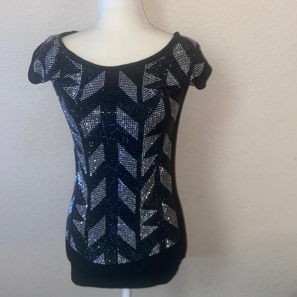 Guess black beaded shirt XS Y2K